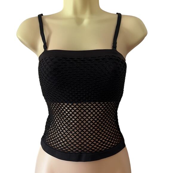 Gilda Marx Black Fishnet Top Shelf Bra Removable Straps Size Large (runs small) - Picture 1 of 9